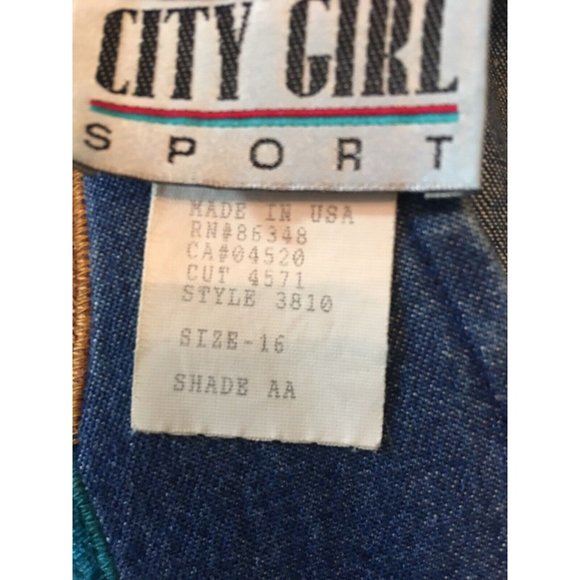 City Girl Sport Denim Jean Vest Top Women Size 16 Multi Color Inlay Cotton EUC - Picture 7 of 9